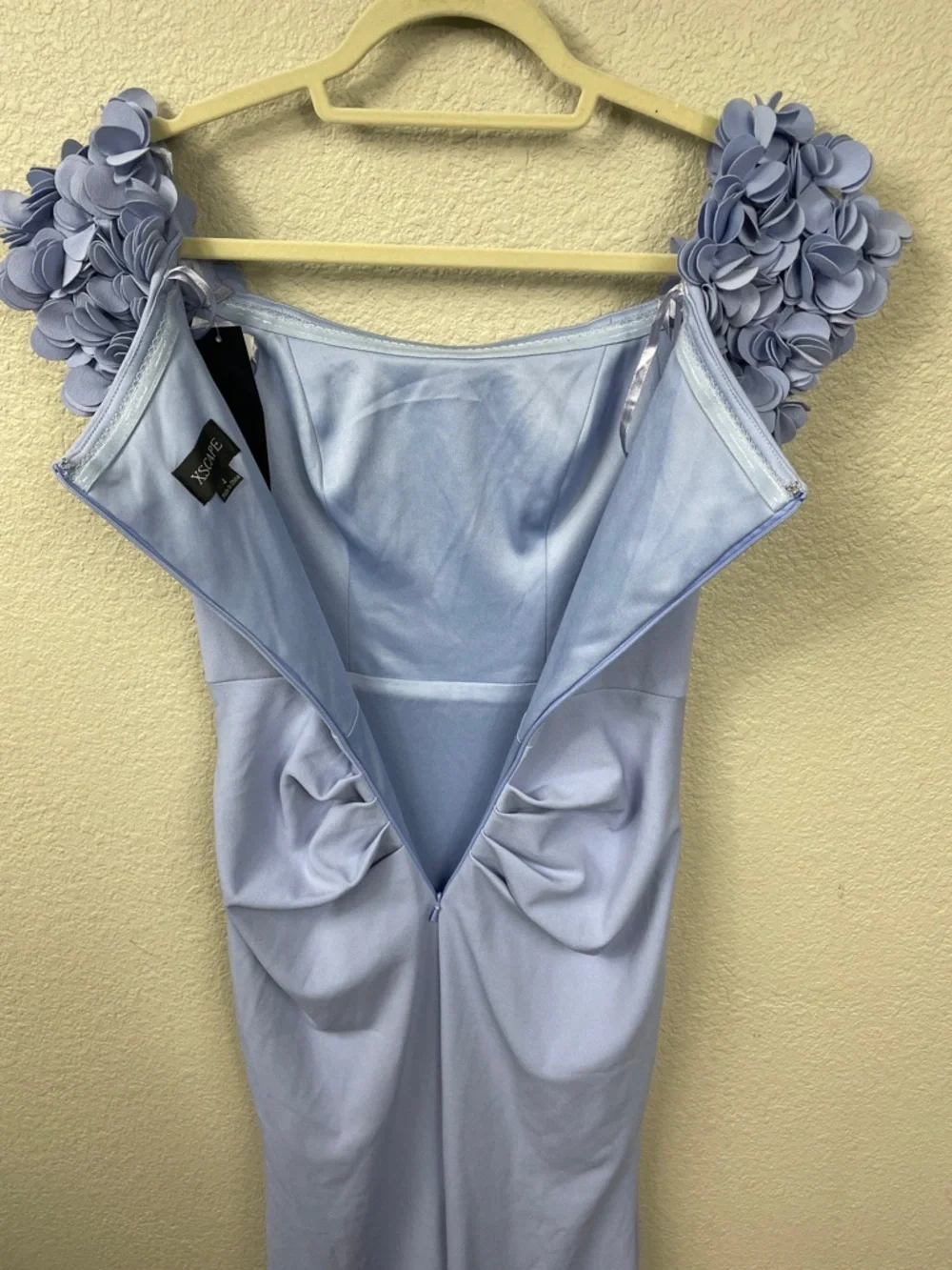 NWT Xscape Off The Shoulder Ruffle Scuba Crepe Gown Dress Periwinkle Purple 4